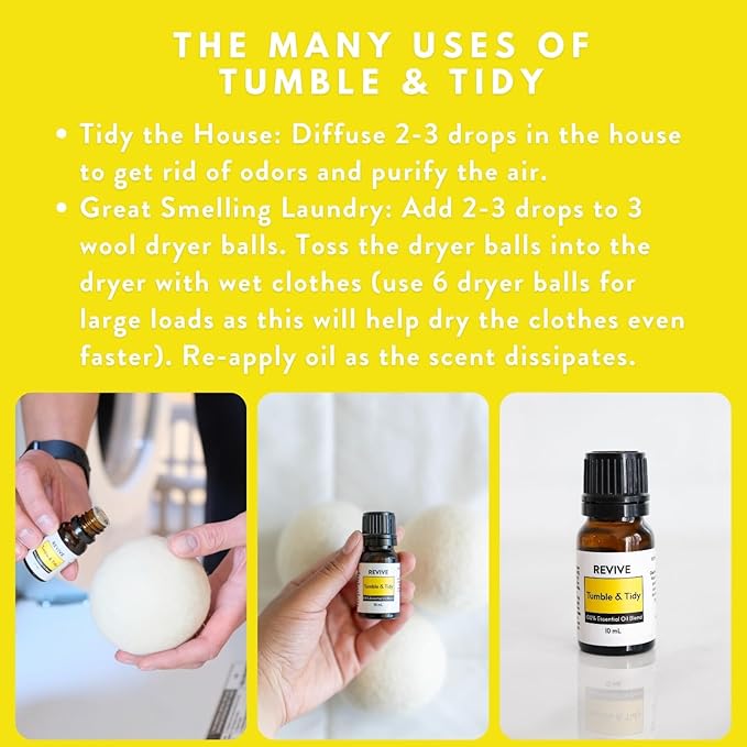 Tumble & Tidy Essential Oil Blend by Revive Essential Oils - 100% Pure Therapeutic Grade, for Diffuser, Humidifier, Massage, Aromatherapy, Skin & Hair Care