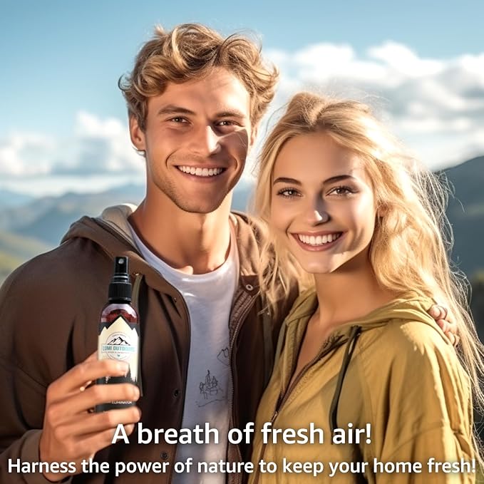 Lumi Outdoors Natural Air Freshener Spray - 4 Pack Bundle - Peppermint Vanilla, Lavender Vanilla, Lemon Vanilla, Orange Clove Room Sprays