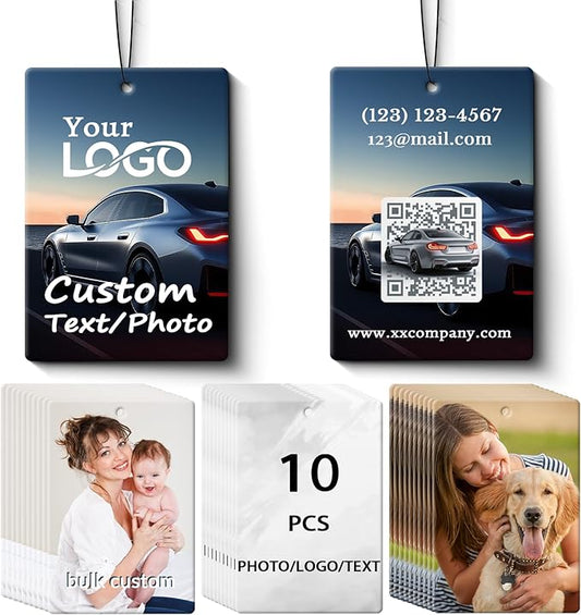 10-1000Pcs Custom Logo Car Air Fresheners Bulk, Custom Air Fresheners with Picture Double Sided, Personalized Air Freshener for Car, Suitable for Custom Gifts for Branding Business Events (Rectangle)
