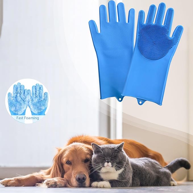 Pet grooming gloves,Dog washing gloves with High-Density Teeth with Five Finger Design to bathing and Massage for Dog
