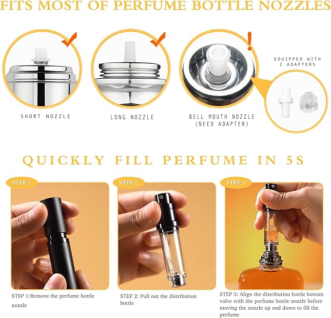 2PCS Perfume Travel Refillable Bottle, Bottom-Filling Fragrances Perfume Atomizer, Empty Mini Cologne Dispenser, Portable Sprayer Pocket Size for On the Go 5ml (Black & Gray)