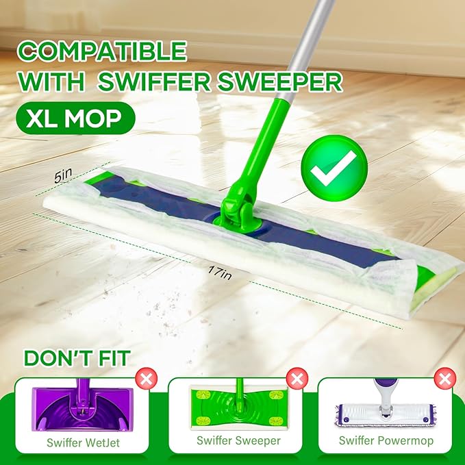 40 Count Dry Sweeping Cloths for Swiffer Sweeper XL Replacement - Disposable & Unscented Floor Dry Pads, Compatible with Swiffer Sweeper X-Large Mop (Streak-Free, Quick Clean)