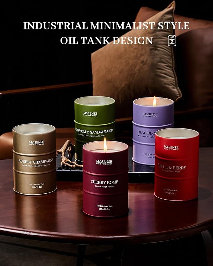 M&SENSE Large Soy Candles Litchi Fizzy Scented 21.2oz 120 Hour Long Lasting Natural Wax Non Toxic, Summer Candle Cozy Home Decor, Relaxing Aromatherapy Gifts for Women Mom Girlfriend