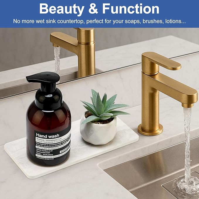 4 Pack Water Absorbing Stone Drying Tray for Bathroom Sink Trays Kitchen Counter Diatomite Stone Quick Dry Diatomaceous Earth Mat for Sink Kitchen Soap Trays Ceramic Marble Bathroom Vanity Tray