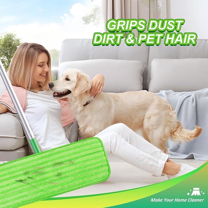 4 Pack Microfiber Mop Pads for Swiffer XL Mops Reusable Wet and Dry Mopping Cloths Compatible with Swiffer Sweeper XL,Washable XL Mop Refill Replacement for All Hardwood Dry & Wet Cleaning