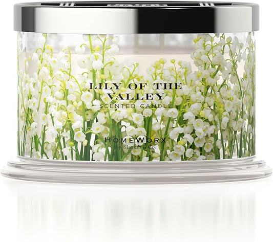 HomeWorx by SLATKIN + CO. Candle- Lily of The Valley, 14 oz. 3-Wick Premium Scented Candle - 20-40 Hours Burn Time