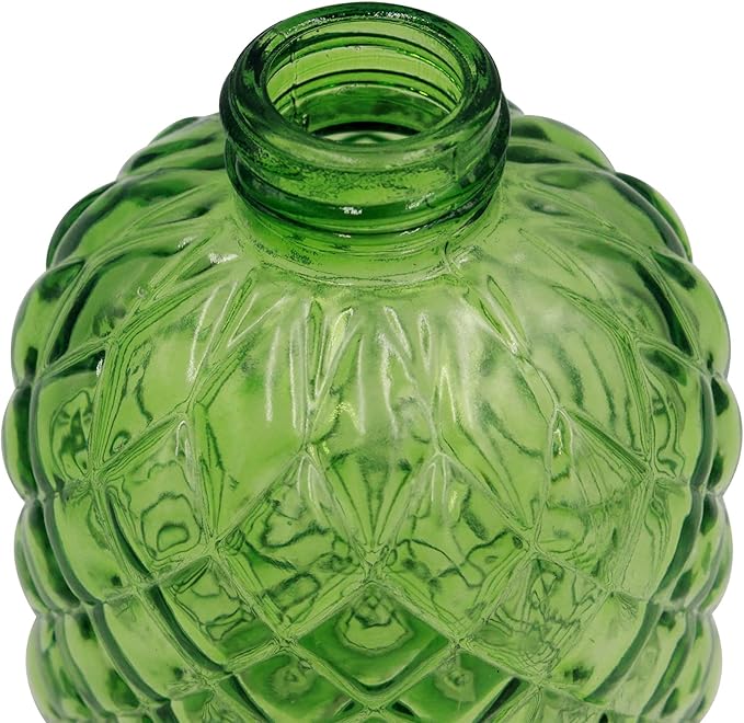 16 oz Diamond Pattern Glass Soap Dispenser, Kitchen and Bathroom Refillable Soap Dispenser with Rust Resistant Stainless Steel Pump for Hand Soap, Lotion Glass Liquid Dispenser(Green-2pack)