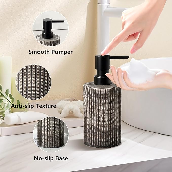 Comeon Ceramic Soap Dispenser for Shampoo, Dish Soap, Hand Soap，Conditioner，12 Oz Refillable Foam Pump Bottle Stainless Steel Pump Kitchen/Bathroom Décor (Deep Colour)