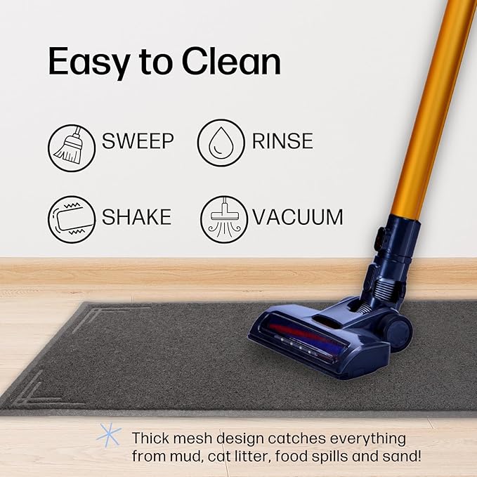 Long Litter Mat Runner 2'x6' - Trap Dirt, Mud and Cat Litter - Premium Waterproof PVC Mesh, Non Slip Rubber Runner for Pets, Entry, Mudroom, Garage, Laundry, RV, Camper - Litter Mat XL (Grey Modern)