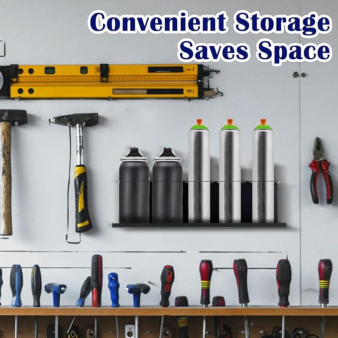 4-Pack 5 Holes Spray Can Holder Bottle Organizer Wall-Mounted Spray Paint Can Rack Organizer for Garage, Workshop & Home
