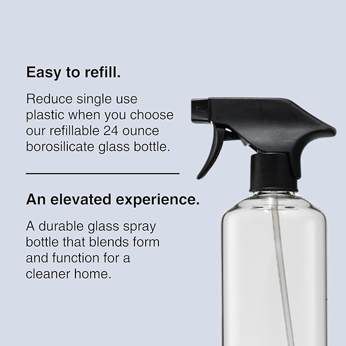 Public Goods Empty Glass Spray Bottle for Glass Cleaner | Refillable Spray Bottle for Cleaning | Made with Clear Borosilicate Glass for Windows, Mirrors | BPA Free | 24 Oz