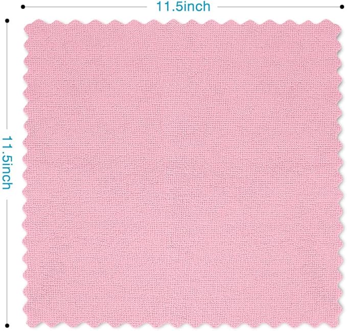 Orighty Microfiber Cleaning Cloth, 24 Pack Highly Absorbent Cleaning Supplies, Reusable Clean Rags for House, Microfiber Cloth for Kitchen, Window, Car Care, 11.5x11.5 inch Pink