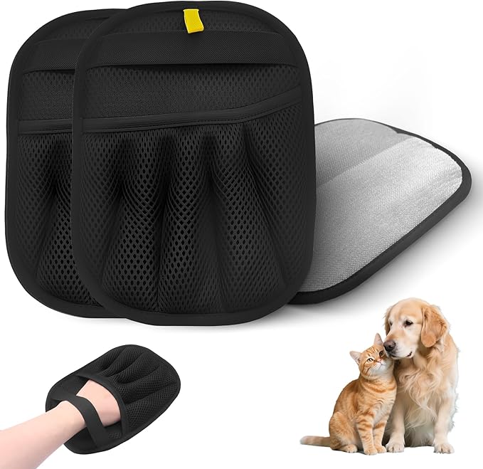 3Pcs Pet Hair Removal Glove, Five-Finger Electrostatic Pet Hair Remover Glove, Reusable and Bidirectional Cleaning Magic Brush Pet Hair for Bed, Clothing, Sofa Carpet, Car Seat