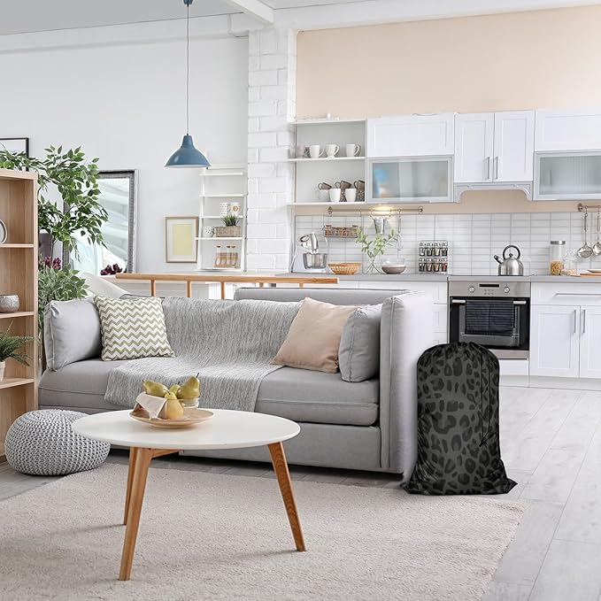 Swono Safari Pattern Laundry Basket Clothes Hamper Bag Wildlife Zoo African Animal Skin Collapsible Dirty Clothes Storage Laundry Organizer, Leopard Print