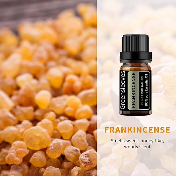 GREENSLEEVES Frankincense Vetiver Essential Oil Set, 2 x 10ml Pure Plant-Based Fragrance Oil for Aromatherapy, Essential Oils for Diffuser, Massage, Bath Bomb, Scented Candle Soap Making