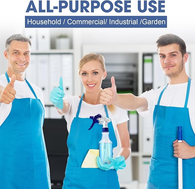 10 Pack Spray Bottles 16 oz Empty Water Spray Bottles for Cleaning Heavy Duty Refillable Squirt ‌container with Measurements Adjustable Nozzle for Household(Blue and White,Clear Style)