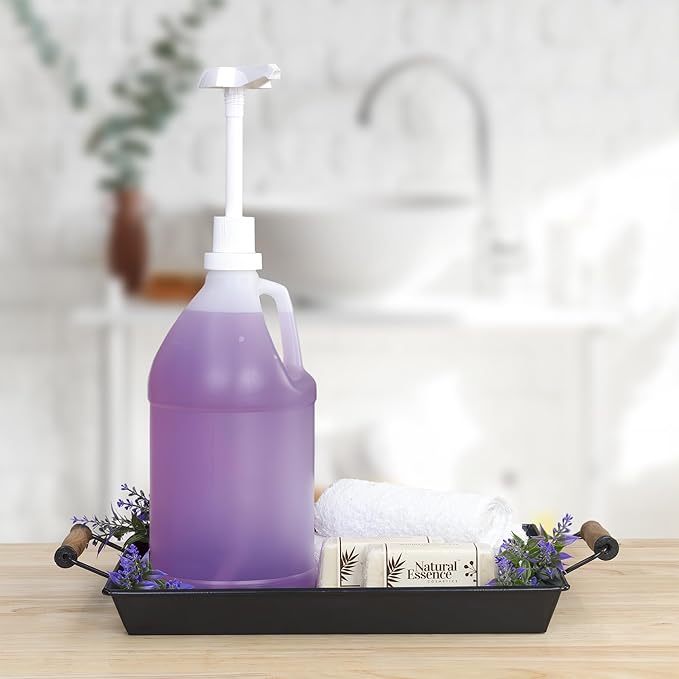 Cornucopia Brands Half Gallon Plastic Jug w/Pump; 64-Ounce/2 Quart Bottle w/Lotion & Liquid Pump Top for DIY Hot Sauce, Liquid Soap, Etc, Storage Lid Included