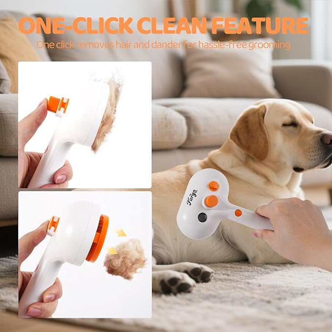 Anti-static Cat Steam Brush,3-in-1 Dog Brush & Gentle Grooming Fur Removal Tool for All Pets,Furmist Comb,Dog Brush,Cat Brushes,Pet Steam Brush,Self-Cleaning with Release Button for Long Short Hair