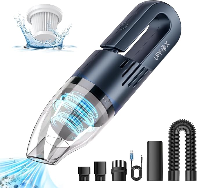 2025 Upgrade Mini Vacuum Cleaner-Hand Vacuum Cordless Rechargeable Car Vacuum Cleaner Powerful Suction Portable Vacuum for Car Home Office Pet (Blue)