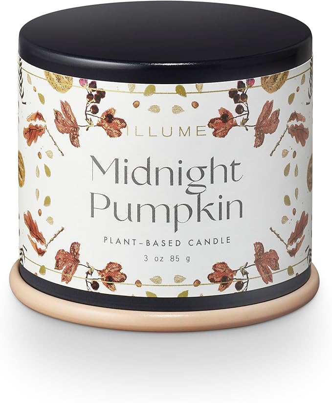 ILLUME Noble Holiday Collection Midnight Pumpkin Demi Vanity Tin Candle, 3 oz