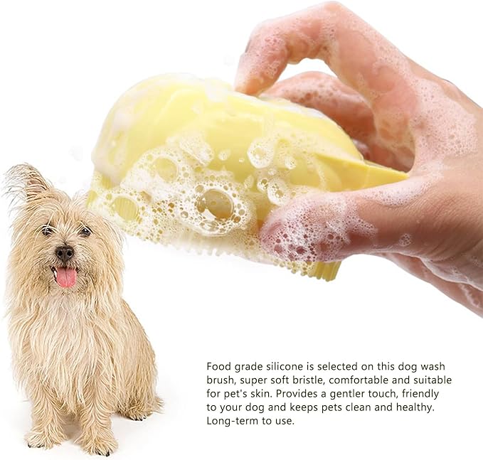 Pets Bath Brush | Scrubber for Bath | Dog Shampoo Brush | Dog Washing/Shower Brush, Suitable for Short/Long Haired Dogs, Dog Brush for Shedding, Bathing, Massaging & Grooming (blue) (yellow)