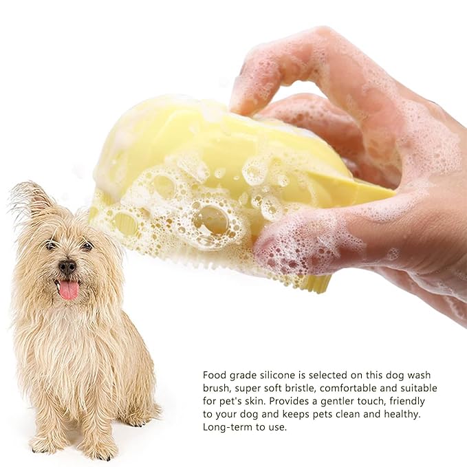Pets Bath Brush | Scrubber for Bath | Dog Shampoo Brush | Dog Washing/Shower Brush, Suitable for Short/Long Haired Dogs, (pink) (Yellow)