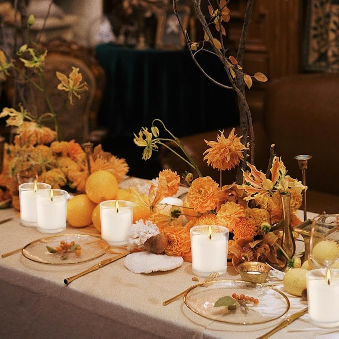 20 Pack White Unscented Glass Cup Candles - 15-20 Hour Burn Time, Soy Wax, Minimalist Style for Home Decor, Weddings, Parties & Special Occasions.