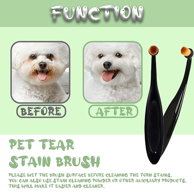 Dog Eye Powder Brush, 5-Pack Puppy Tear Stain Remover Eye Comb & Grooming Brush, Gentle Washable Fiber Bristles, Ergonomic Handle for Dog/Cat Eye Cleaning
