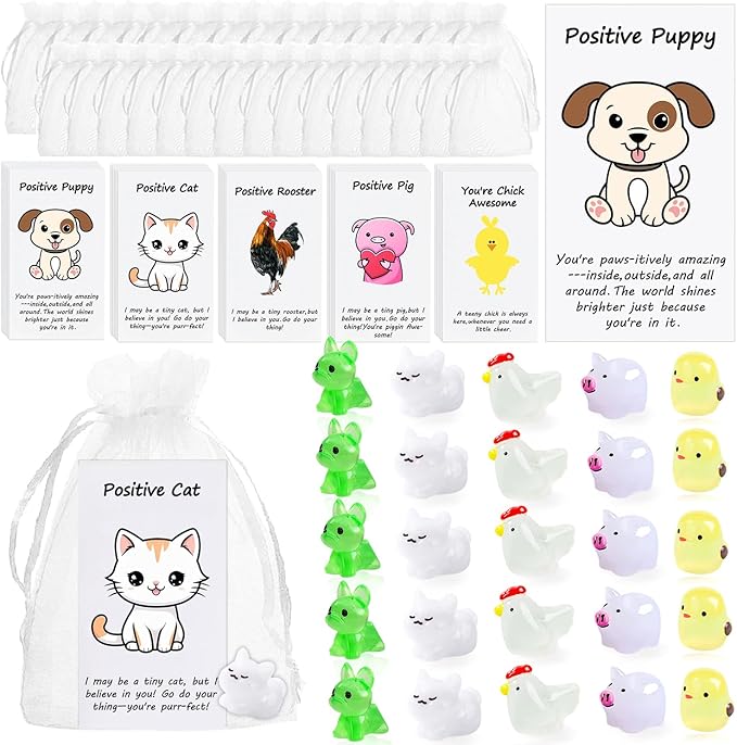 20 Set Employee Appreciation Gifts Bulk for Thank You Staff Back to School Student Teacher Office Coworker Nurse Pocket Gift Favors Animal Pun Inspirational Note Cards Pigs Dogs Cats Hens Favors