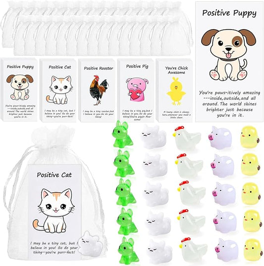 20 Set Employee Appreciation Gifts Bulk for Thank You Staff Back to School Student Teacher Office Coworker Nurse Pocket Gift Favors Animal Pun Inspirational Note Cards Pigs Dogs Cats Hens Favors