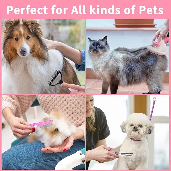 Complete Pet Grooming Solution by Dog - 9PCS Kit with Slicker Brush, Deshedding Tool, and Grooming Comb for All Breeds and Sizes, Promotes Healthy Skin and Coat