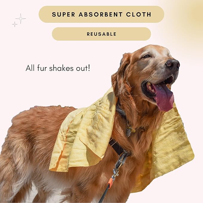 HydroSwipe for Dogs - Chamois Cloth for Drying Pets - Super Absorbent, Soft, and Large Towel 24" x 32" - Odor Resistant, Reusable, and Dries Stiff to Stay Fresh