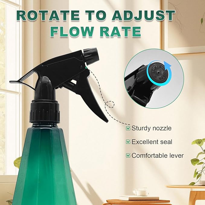 Amber Spray Bottle Cleaning Spray Bottles,Healthy Plastic, 32oz Spray Bottle For Hair&Hand&Clothe&Bathroom&Plant, Empty Mister Refillable Spray Bottles With ET,Essential Oil,Water,etc.(2 pack)