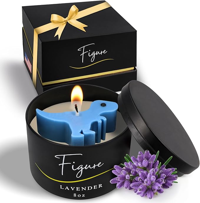Blue Dinosaur Candle – Handcrafted Soy & Beeswax Blend with Lavender Essential Oil | Calming Candle for Kids & New Moms | Helps Relax & Sleep | Cute Dino Gift, Clean Burn, Made in USA