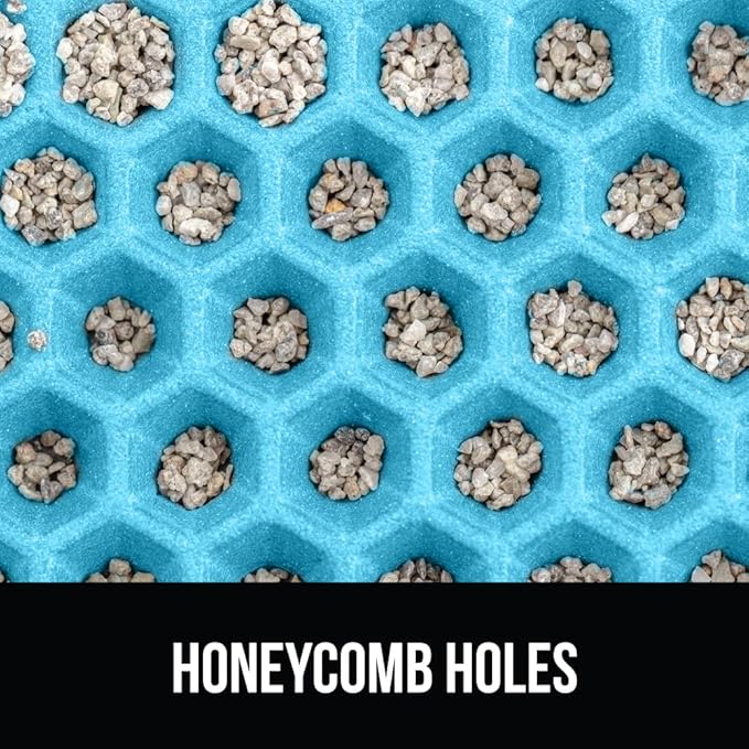 GORILLA GRIP Honeycomb Cat Litter Box Mat, Two Layer Trapping Waste Mats, Soft On Paws, Litter Box Supplies and Essentials for Indoor Cats, Traps Excess, Water Resistant for Floors, 30x24 Turquoise
