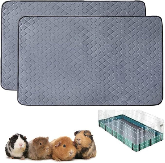 Guinea Pig Cage Liners - Washable Guinea Pig Pee Pads (2 Pack), Waterproof Reusable & Anti Slip Guinea Pig Bedding Fast and Super Absorbent Pee Pad for Small Animals Rabbit Hamster Rat