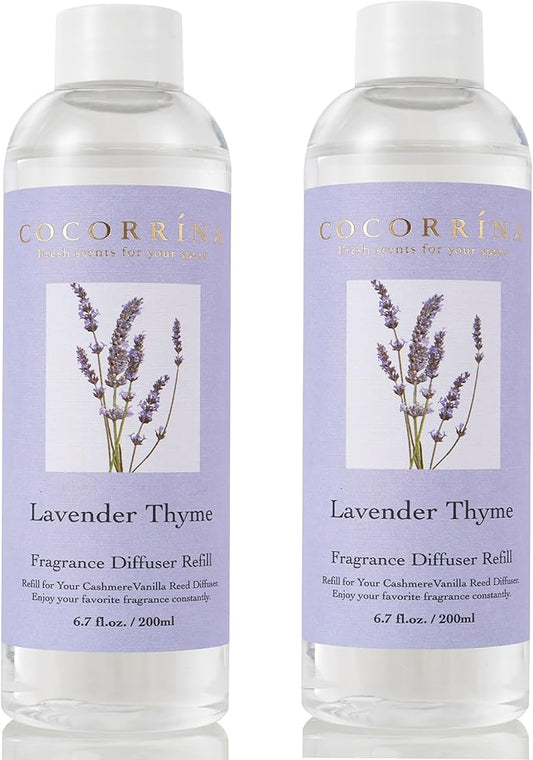 Cocorrína Reed Diffuser Refill - Lavender Thyme 6.7 oz / 2 Packs Reed Diffuser Oil Refill