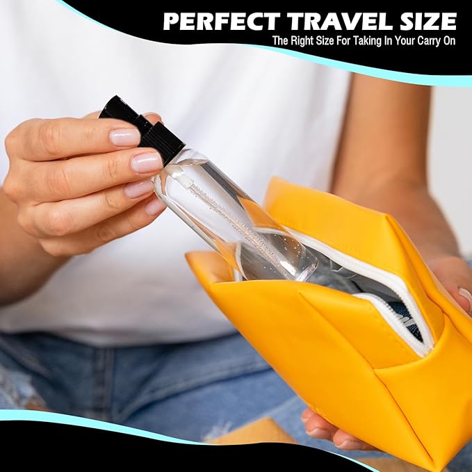 100 Pack 2oz/55ml Plastic Small Spray Bottles Mini Travel Spray Bottle with Black Cap Empty Fine Mist Spray Bottles Refillable Liquid Container for Perfumes Travel Makeup