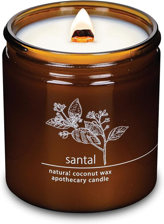 Hemlock Park Crackling Wood Wick Candle Handcrafted with Natural Coconut Wax (Large 16 oz, Santal)