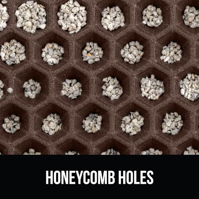 GORILLA GRIP Honeycomb Cat Litter Box Mat, Two Layer Trapping Waste Mats, Soft On Paws, Litter Box Supplies and Essentials for Indoor Cats, Traps Excess, Water Resistant for Floors, 24x15 Brown