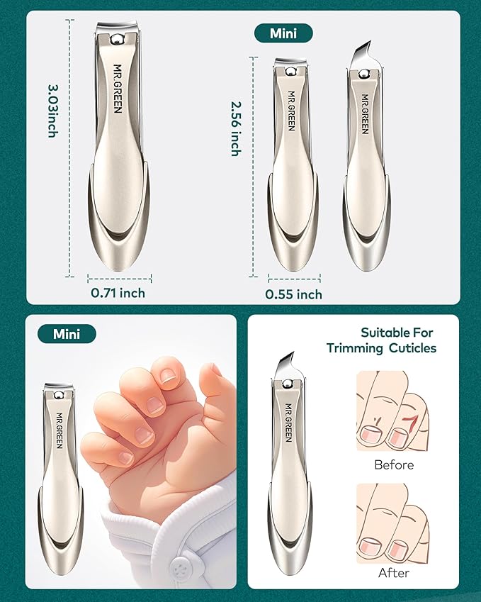 MR.GREEN 8-in-1 Manicure Set– Professional German Stainless Steel Nail Care Kit with Splash-Proof Nail Clippers, Toenail Clippers, Cuticle Tools, Travel Grooming Kit for Men & Women with Leather Case