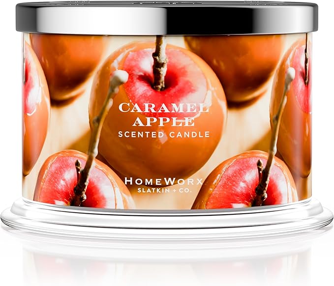 HomeWorx by SLATKIN + CO. Candle- Caramel Apple, 18 oz. Premium Scented Candle - 30-55 Hours Burn Time