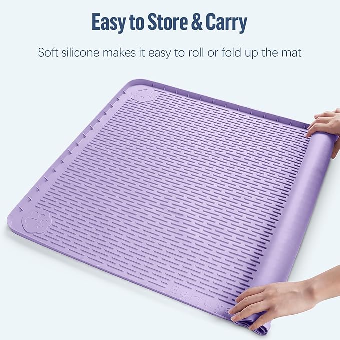 Pee Pad Holder for Dogs, 40" x 28" Silicone Pee Tray Mat Leak-Proof, High Edge, No Spill Pet Pad Holder for Puppy, Cat, Rabbit, Training Pads for Floor Protection, No Pee Pads (Purple)