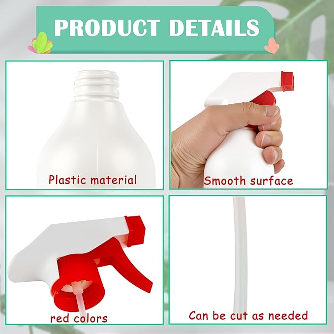 16 Pack Plastic Spray Bottles 16 oz Empty Refillable Spray Bottle for Cleaning Solutions Leak Proof Water Bottle Sprayer with Adjustable Nozzle Mist & Stream Heavy Duty Reusable for Plants Oils Hair