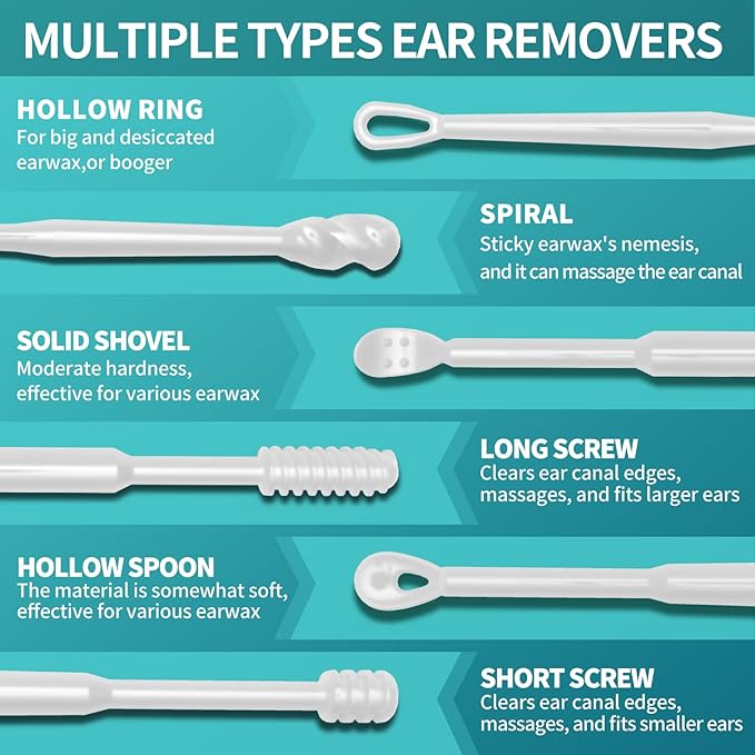 Ear Wax Removal Tool - 201 PCS Reusable Ear Cleaners, Professional-Grade TPE, Effective & Gentle Ear Cleaning Kit, Clogged & Itch Ear Relief - Suitable for All Types of Ears(3 Styles)