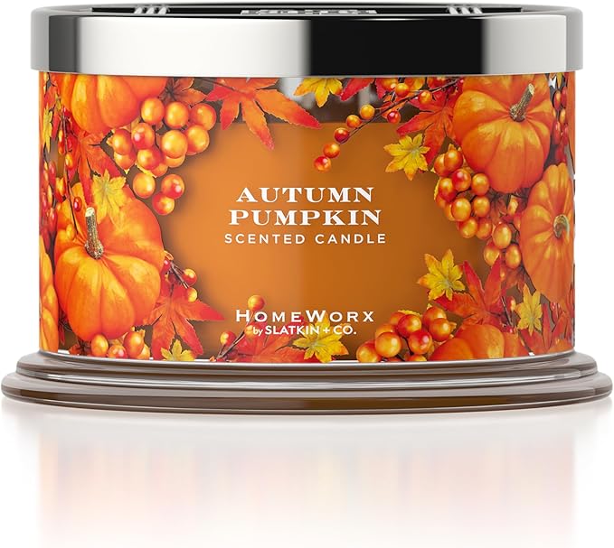 HomeWorx by SLATKIN + CO. Candle- Autumn Pumpkin, 18 oz. Premium Scented Candle - 30-55 Hours Burn Time