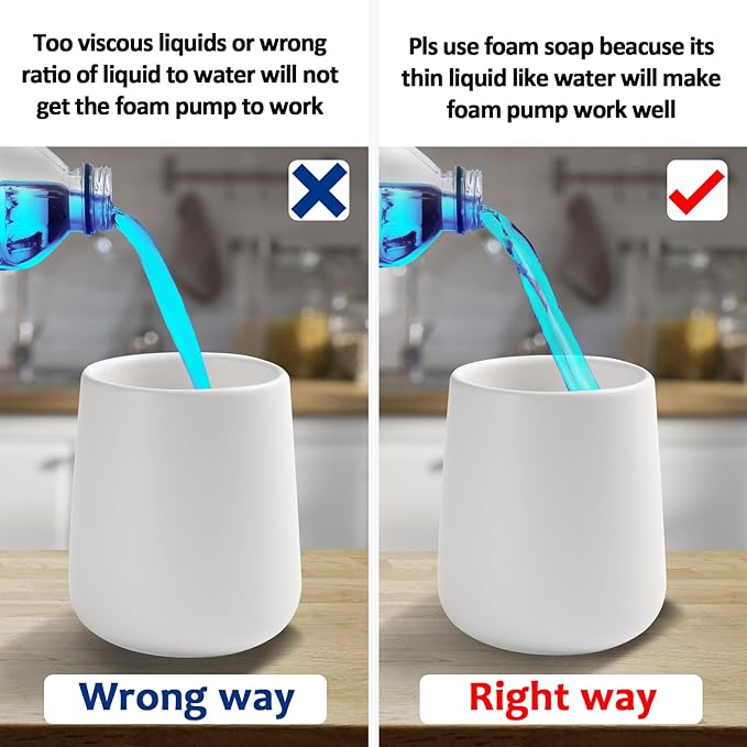 Soap Foaming Dispenser Ceramic with Easy-to-Press Pump Hand Foam Dispenser for Shampoo Bathroom Kitchen 12 oz 2pcs