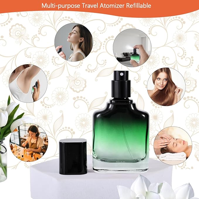 Perfume Bottles Empty Glass Atomizer Sprayer, 3 Pack 30ml Refillable Travel Spray Bottle for Fragranc or Essential Oil, Portable Cologne Atomizers with Dispensing Kit for Handbag, Date