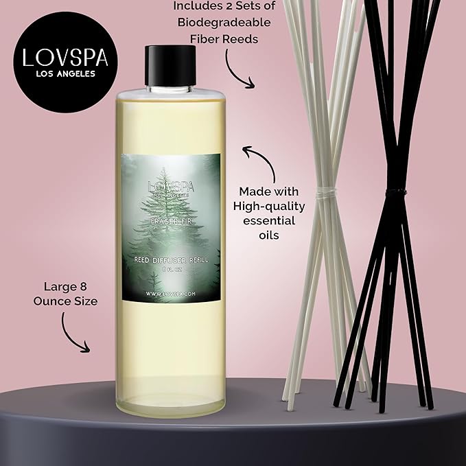 LOVSPA Fraser Fir Pine Diffuser Oil - Holiday Essential Oils for Diffuser Refill & Air Freshener Room Spray - Long-Lasting & Natural Home Fragrance, Scented Oil for Diffusers, USA Made, 8 oz
