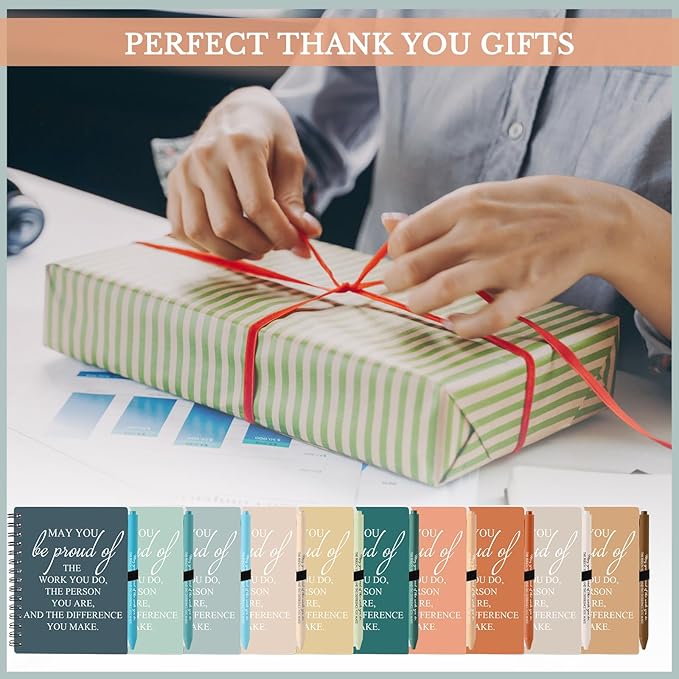 Honoson 50 Sets/100 Pcs Medical Assistant Employee Appreciation Gifts May You Be Proud The Work Notebook with Ballpoint Pen Inspirational Journals Bulk Thank You Gifts for Team Coworker (Novel Color)